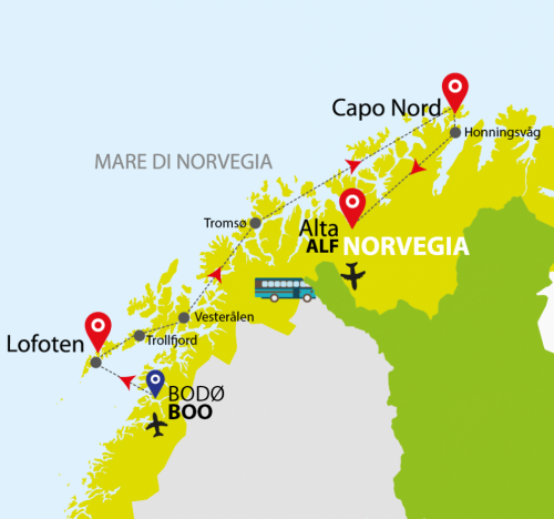 Cartina Magiche Lofoten in rorbu e Capo Nord (BOO/ALF)