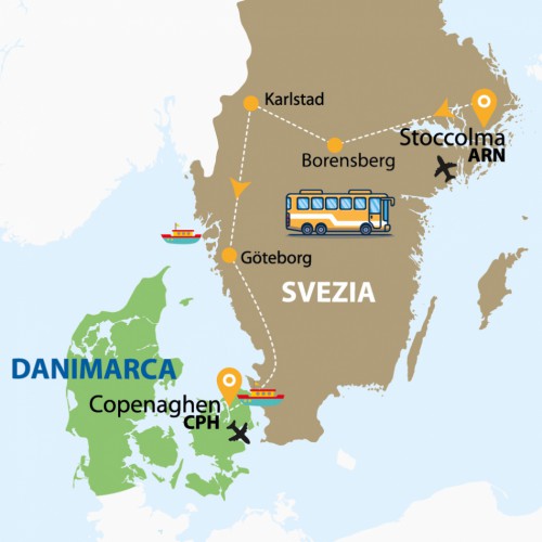Cartina Tesori di Svezia e Danimarca (STO/CPH)