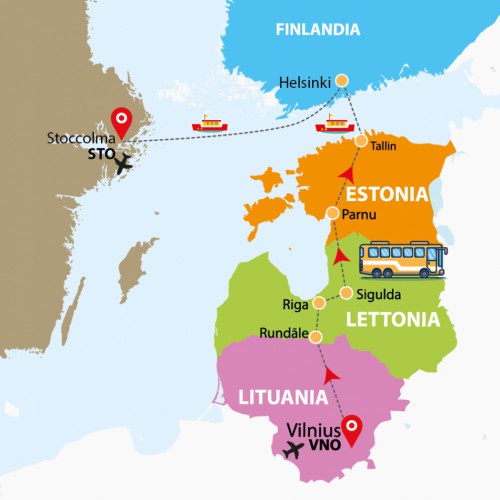 Cartina Grand tour del Baltico (VNO/STO)