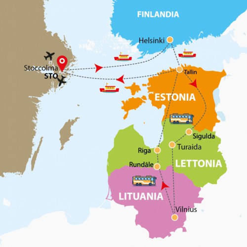 Cartina Gran tour del Baltico (STO/STO)
