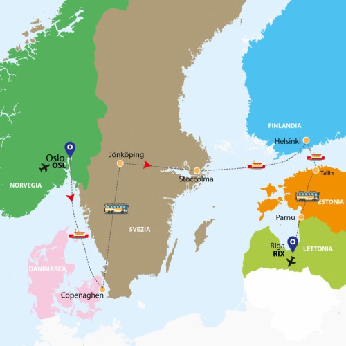 Cartina Capitali Scandinave e Baltico (OSL/RIX)