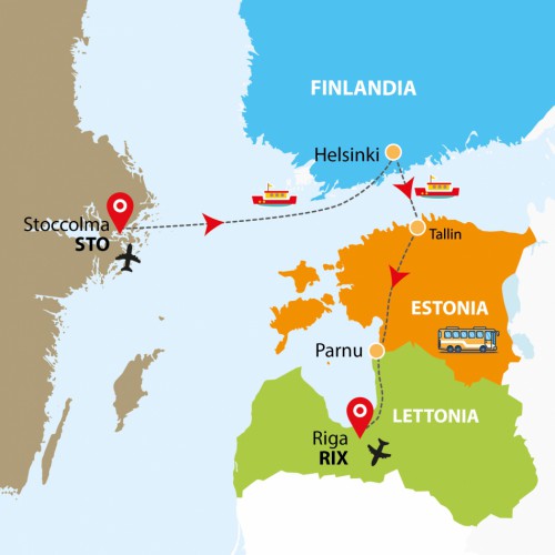 Cartina Capitali e Baltico (STO/RIX)