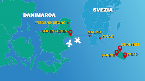 Cartina COPENAGHEN E L'ISOLA DI BORNHOLM