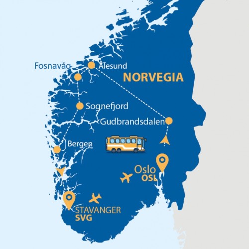 Cartina GRAN TOUR DEI TRE FIORDI - 2026