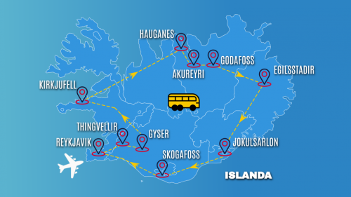 Cartina GRAN TOUR D'ISLANDA - 2026