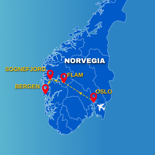 Cartina NO-DRIVE: TRENI + MINI CROCIERE AI FIORDI