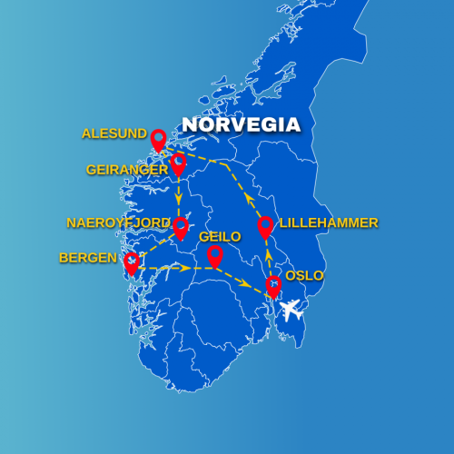 Cartina SELF DRIVE: TOUR DEI 3 FIORDI