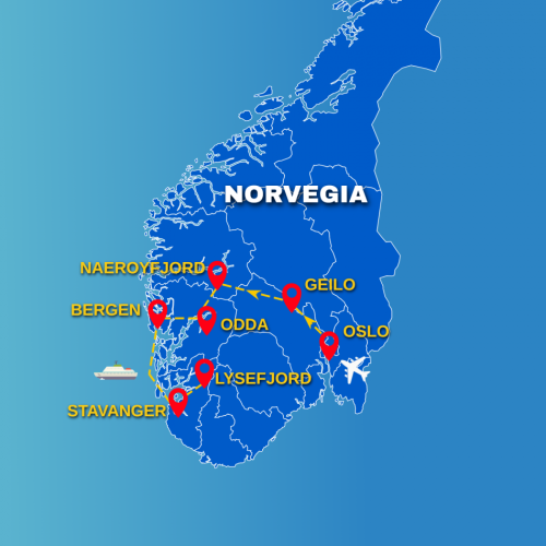 Cartina SELF DRIVE: GRANDI FIORDI E TREKKING