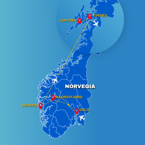 Cartina Grandi Fiordi e Lofoten