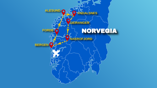 Cartina SELF DRIVE: BERGEN + GRANDI FIORDI